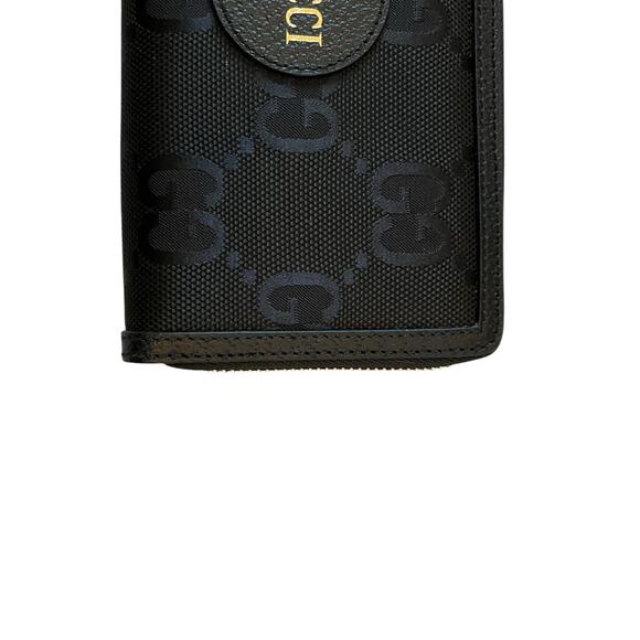GUCCI Off The Grid Zip Around Long Wallet GG Logo Nylon Leather Black Gold New - Picture 10 of 16